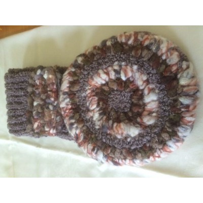 Vintage Boho Hat (Beret) & Scarf Set in Autumn Colors  Made in Italy.  Brand New  eb-14836596